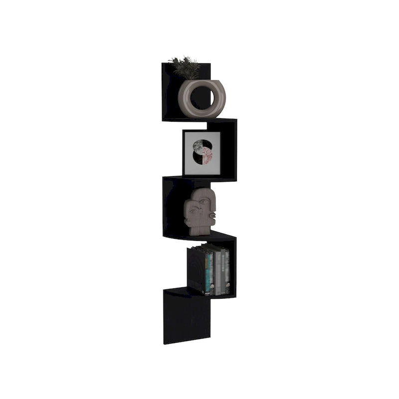 Corner Shelf with Full-Wall Design and Multiple Shelving
