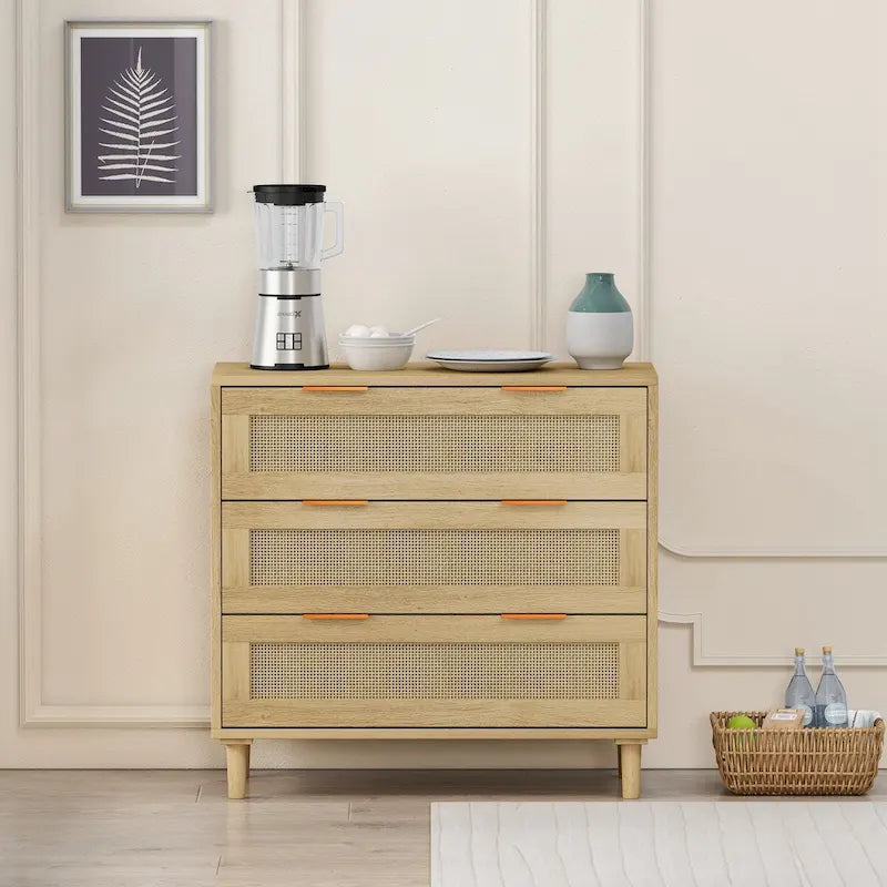 Rattan Storage Cabinet with Three-Drawer