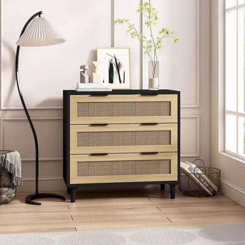 Rattan Storage Cabinet with Three-Drawer