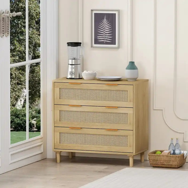 Rattan Storage Cabinet with Three-Drawer