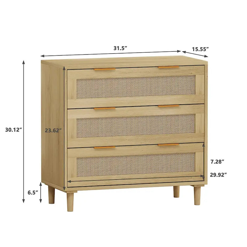 Rattan Storage Cabinet with Three-Drawer