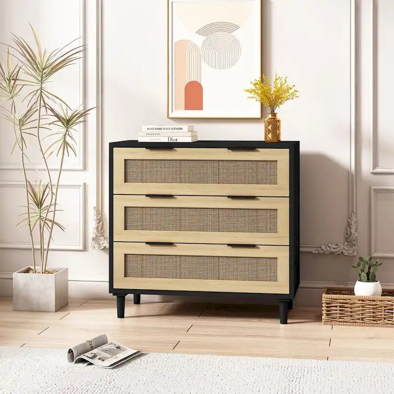 Rattan Storage Cabinet with Three-Drawer