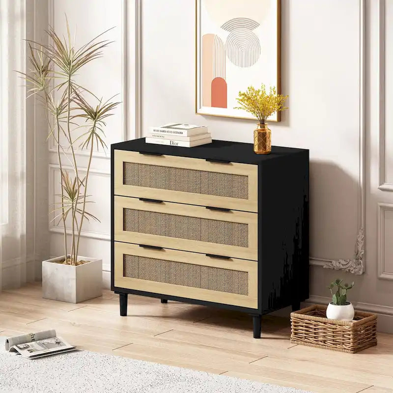 Rattan Storage Cabinet with Three-Drawer