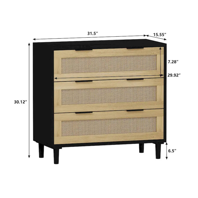 Rattan Storage Cabinet with Three-Drawer