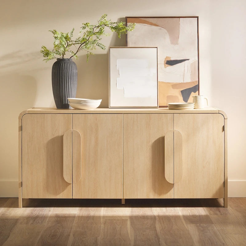 Modern 64-Inch Sideboard with Waterfall Edges