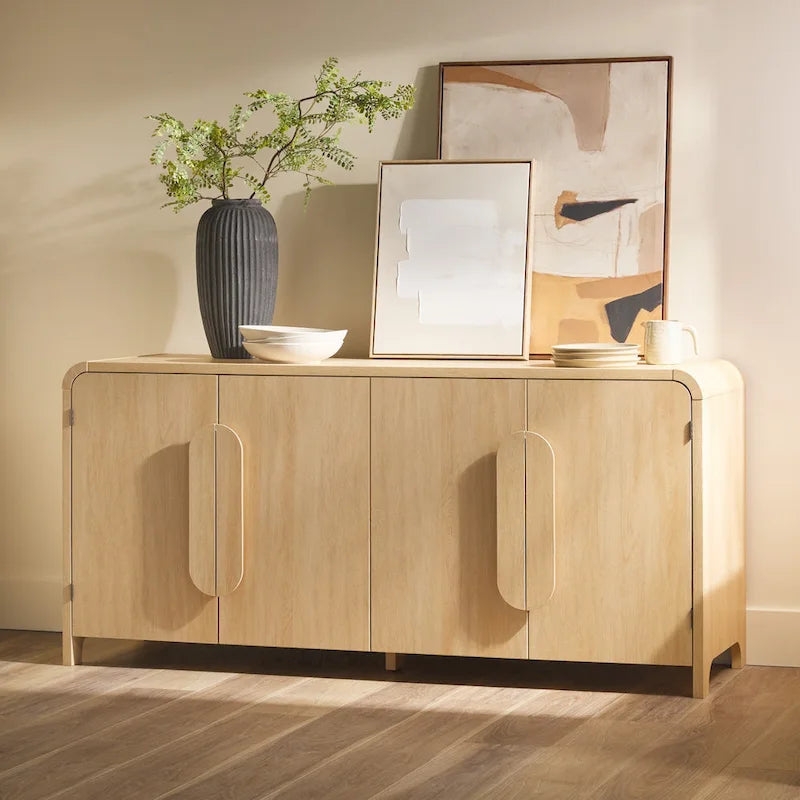 Modern 64-Inch Sideboard with Waterfall Edges