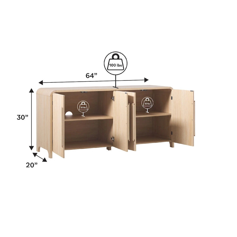 Modern 64-Inch Sideboard with Waterfall Edges