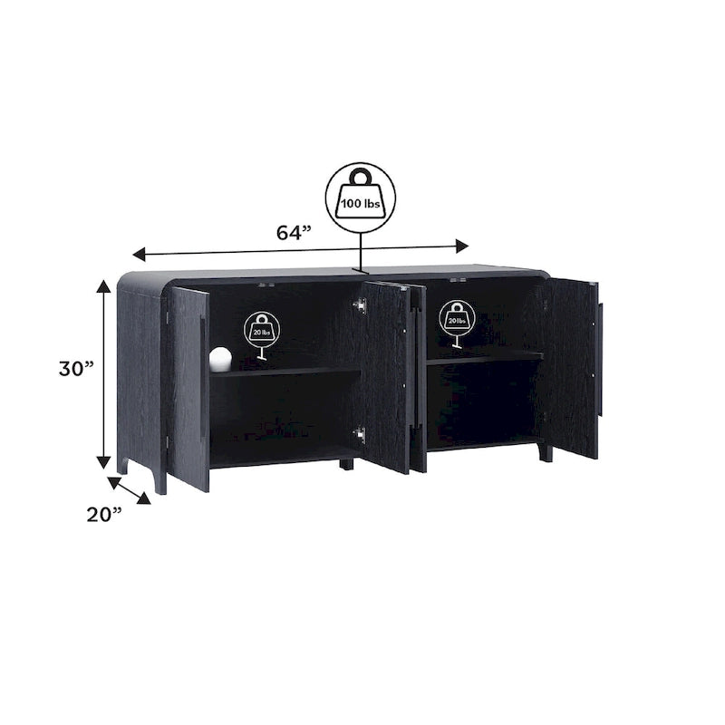 Modern 64-Inch Sideboard with Waterfall Edges