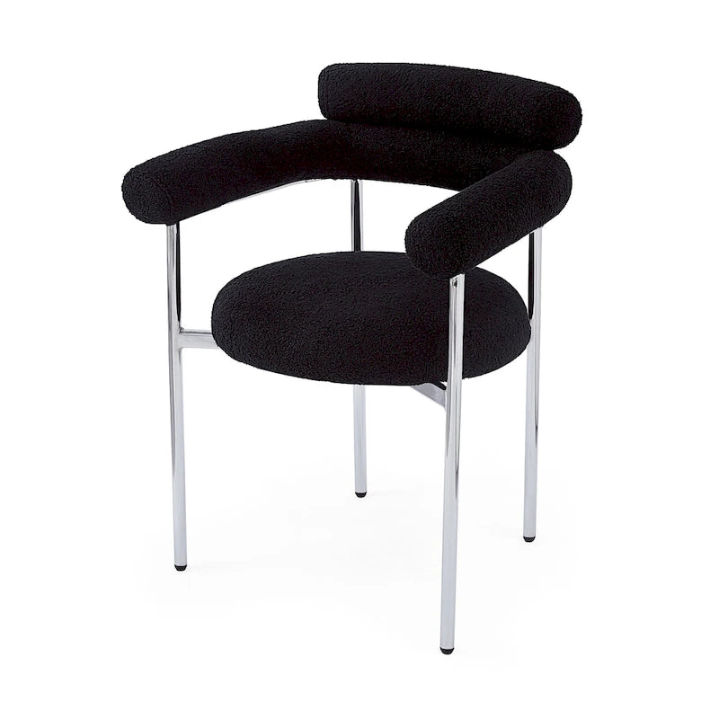 Modern Fabric Arm Dining Chairs with Metal Legs