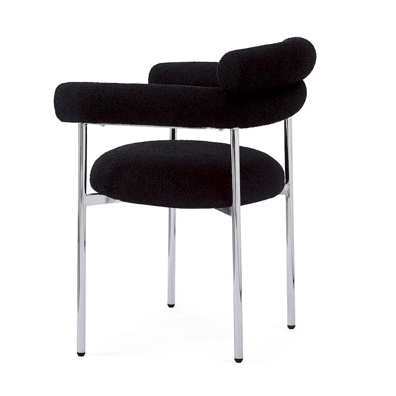 Modern Fabric Arm Dining Chairs with Metal Legs