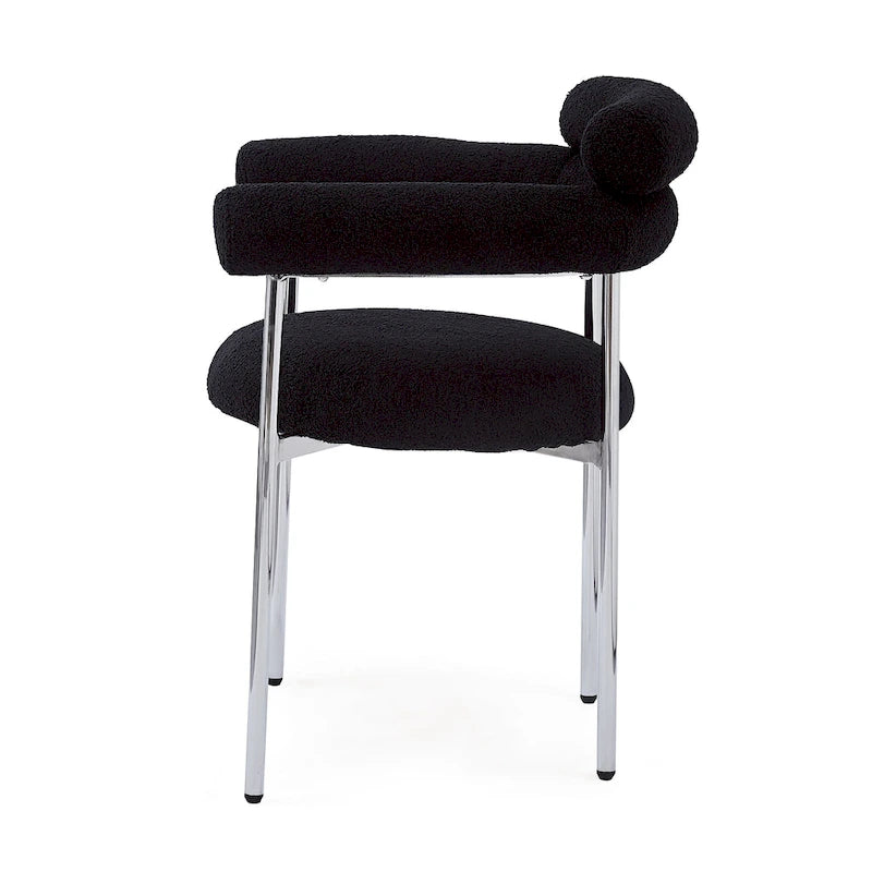 Modern Fabric Arm Dining Chairs with Metal Legs