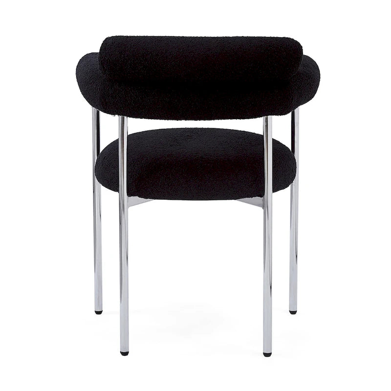 Modern Fabric Arm Dining Chairs with Metal Legs