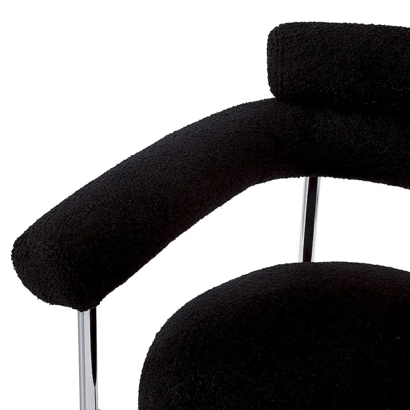 Modern Fabric Arm Dining Chairs with Metal Legs