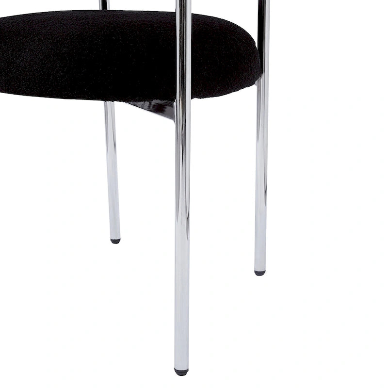 Modern Fabric Arm Dining Chairs with Metal Legs