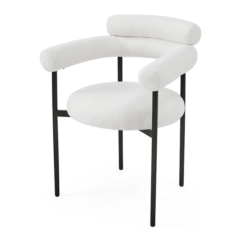 Modern Fabric Arm Dining Chairs with Metal Legs