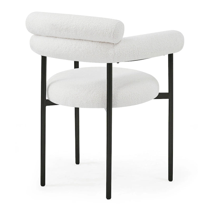 Modern Fabric Arm Dining Chairs with Metal Legs