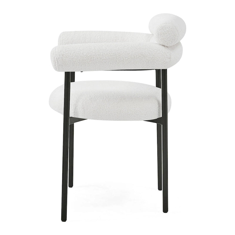 Modern Fabric Arm Dining Chairs with Metal Legs