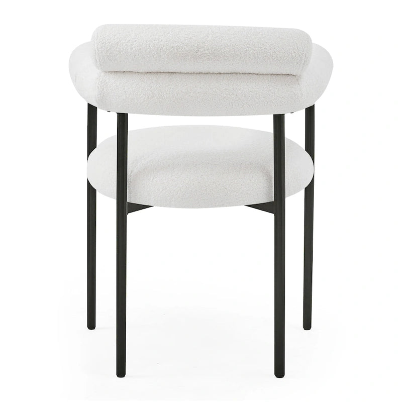 Modern Fabric Arm Dining Chairs with Metal Legs