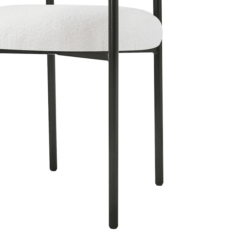 Modern Fabric Arm Dining Chairs with Metal Legs