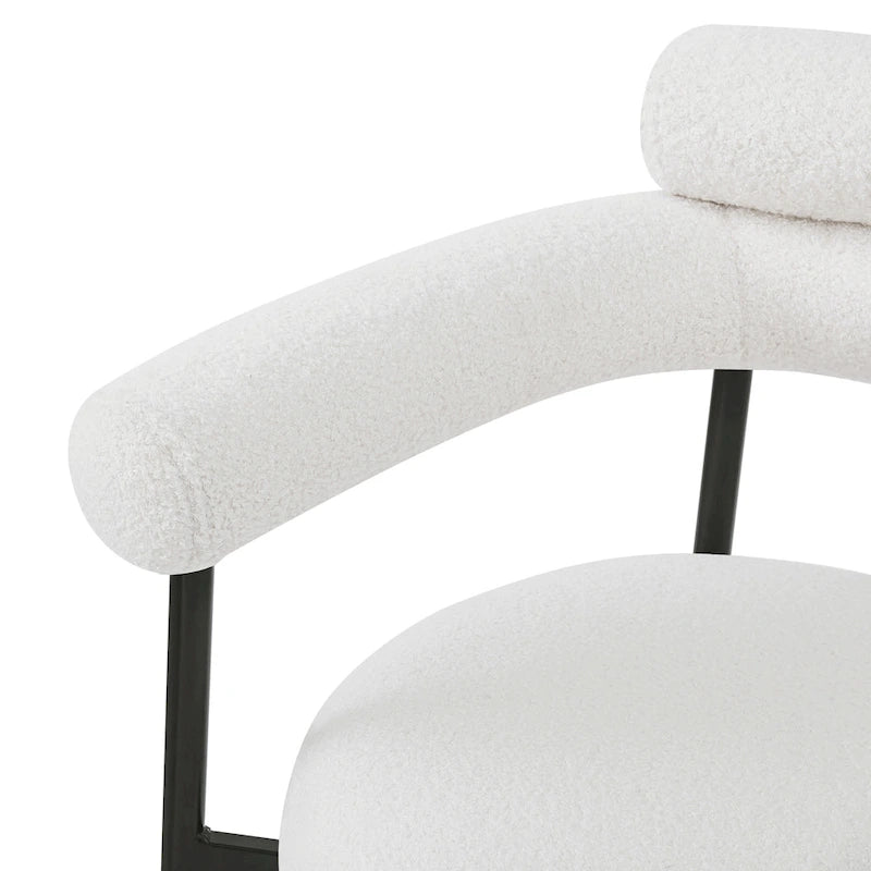 Modern Fabric Arm Dining Chairs with Metal Legs