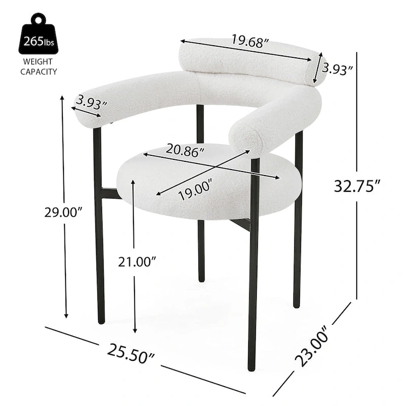 Modern Fabric Arm Dining Chairs with Metal Legs