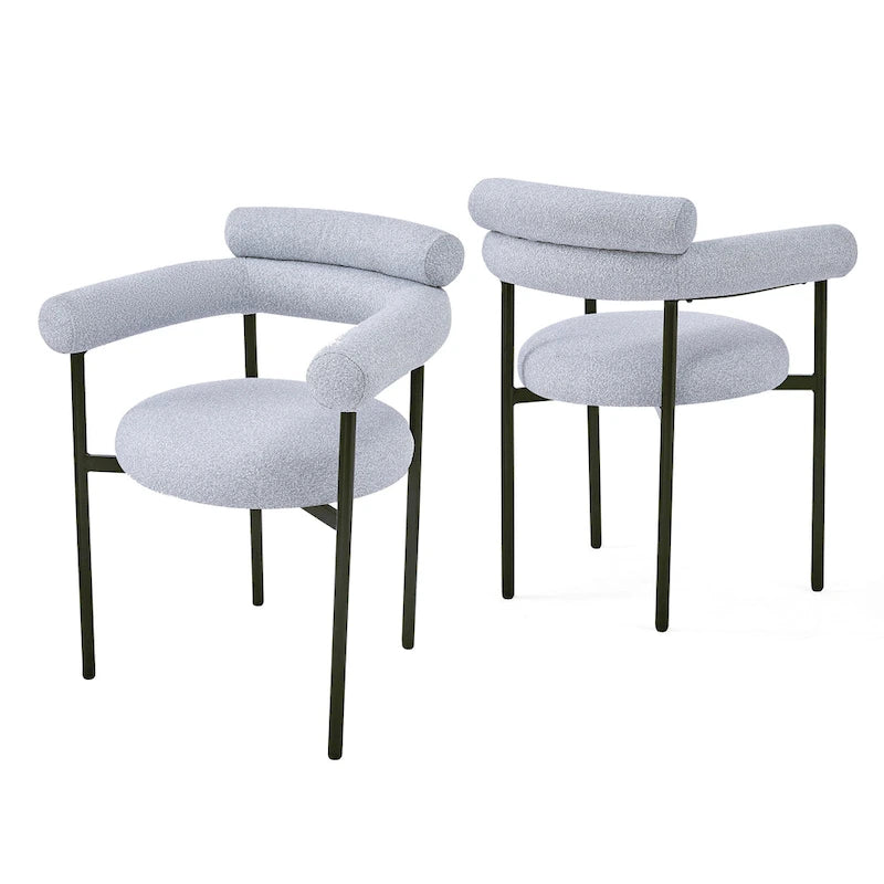 Modern Fabric Arm Dining Chairs with Metal Legs