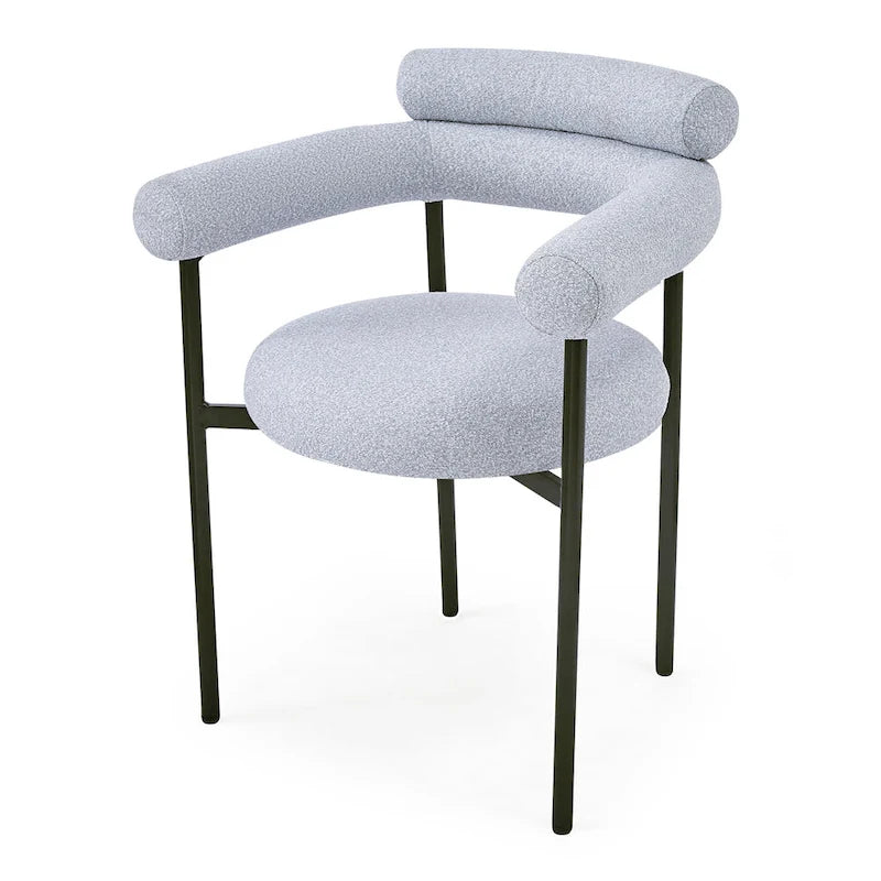 Modern Fabric Arm Dining Chairs with Metal Legs