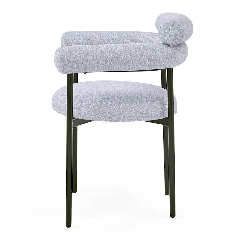 Modern Fabric Arm Dining Chairs with Metal Legs